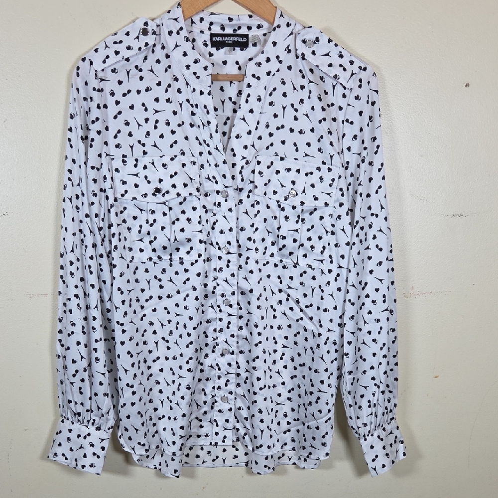 KARL LAGERFELD PARIS Women's Motif Button-Down Shirt